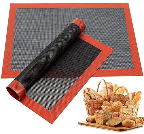 Nsiwem 2 Piezas Tapete de Silicona para Horno, 40x30cm, Reutilizable Forro Antiadherente Microperforado para Pan, Galletas, Pasteles