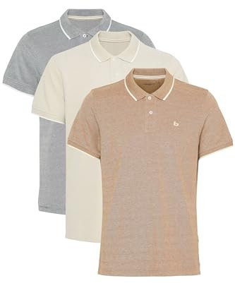 Blend BHPolo Herren 3-Pack Poloshirts Polohemd Shirts mit Polokragen Knöpfen 100% Baumwolle Multipack Regular fit, Größe:M, Farbe:Forest NightToffeeOyester (204185)