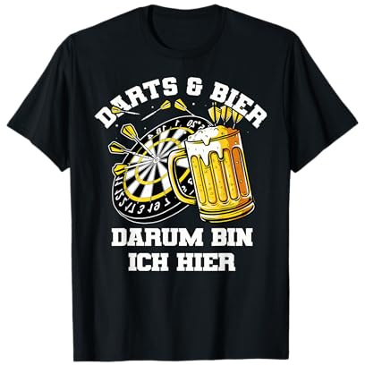 Dart Und Bier Darum Bin Ich Hier Dartscheibe Retro Dart T-Shirt