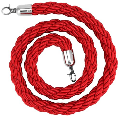 QWORK® 1.5 m Corde de barrière Rouge, Corde de Guidage, pour hôtels, Clubs, banques et événements