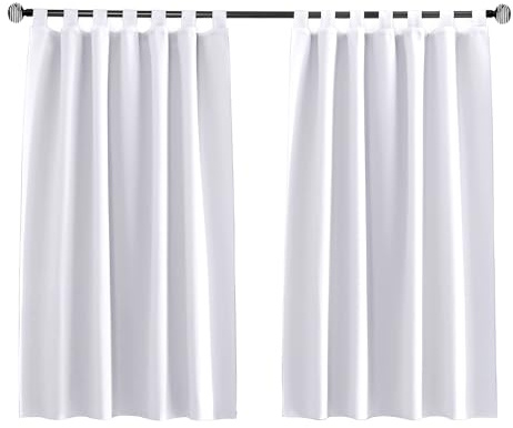Tenger Home Cortina Opaca Corta para Ventana de Cocina, Cortina Opaca para Dormitorio con Trabillas, 1 Piezas (Blanco, 120 x 150 cm)