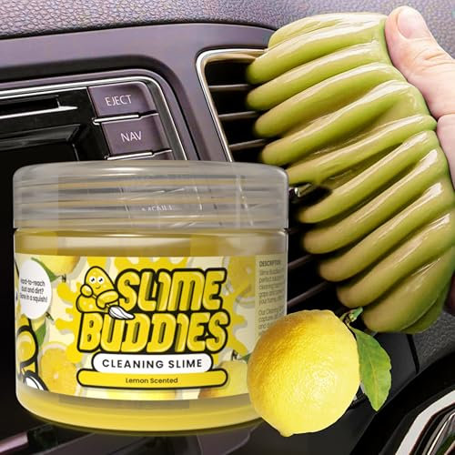 Slime Buddies Masilla de gel de limpieza de coche, herramienta de detalles interiores con aroma a limón para portavasos, rejillas de ventilación y teclado, accesorios reutilizables para detalles de