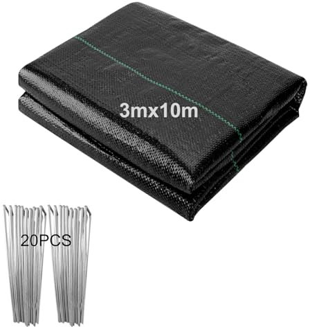Toile de Paillage 3x10M, 30㎡ Geotextile Anti Repousse 90g/m² Géotextile, Bache Anti Mauvaise Herbe, Bâche Résiste Rayons UV, Toile Anti Mauvaises Herbes/Bache de Paillage pour Aménagement Paysager