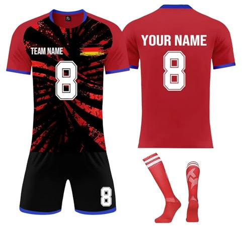 Generisch Deutschland Fussball Trikot Em 2024 mit Eigenem Namen Nummer Logo Herren/Damen Benutzerdefiniertes Personalisierte Fussball Trikot Set für Kinder/Erwachsene