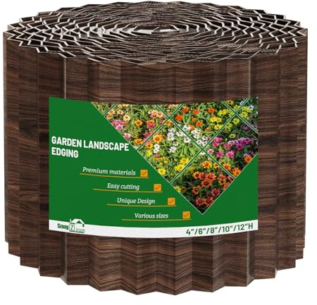 SnugNiture Corrugated Metal Garden Edging,6 x 50' Sturdy Lawn Edging Border,Landscape Edging Border for Lawn, Flower Bed,Garden and Yard(Brown)