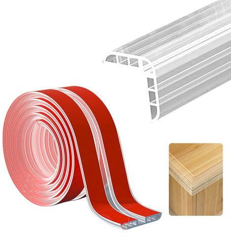 PERSENTU 1M Edge Protector, Baby Proofing Corners Airbag Clear Guards, Pre-Tape Adhesive Soft for Kids Safety, Child Table Cabinets Furniture Bumper.