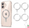 4 Pcs Universal Metal Rings Sticker NO Magnet for MagSafe Magnetic Wireless Charger for iPhone 15 14 13 12 Pro Mini Max/Samsung Galaxy, 2 Styles Ultra Thin Notched and Round Ring Car Charger Kit