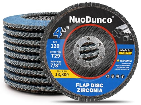 NuoDunco 10 Pack Flap Disc 115mm 120 Grit Polishing Discs For Angle Grinder | Zirconia, 29 Type Sanding Discs, Wood Grinding Discs, for Stainless Steel, Cast Iron and Sheet Metal