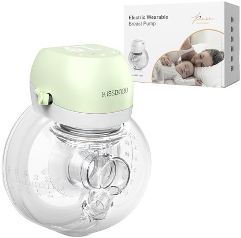 Tire Lait Electrique Révolutionnaire 193g - KISSBOBO Tire Lait Electrique Main Libre sans fil Savec 3 Modes 9 Niveaux,Confort optimal avec fonction minuterie 21/24 mm (Vert 1 Pièce)
