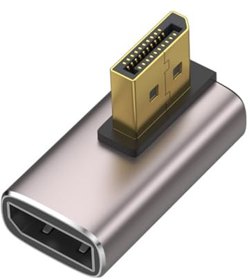 Qsvbeeqj 8K DisplayPort 1.4 Adapter 90 Degree Right Angle Male to Female Vertical Plug Converter L Shape Extender