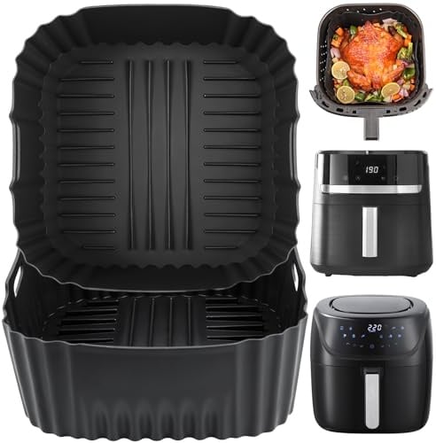 BYKITCHEN Extra Groß Airfryer Silikonform für Russell Hobbs Heißluftfritteuse XXL 8,3L / 8L, Air Fryer Silikon Einsatz,Heißluftfritteuse Silikoneinsatz, Airfryer Form/Zubehör