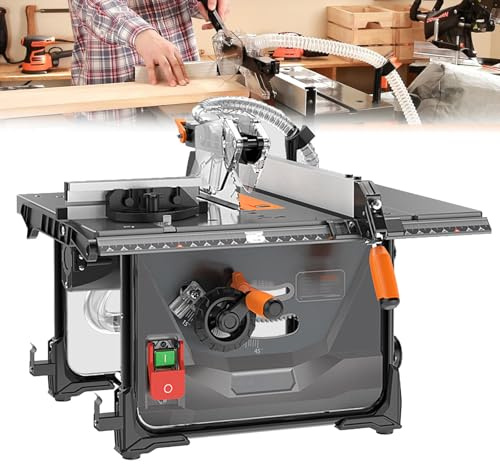 DPLWJPP Portable Circular Bench Saw for Woodworking Table Saw Angle Cuts To 45° Sawtable Cross Cutting Gauge Side Extension Bench Top for Small Workshop
