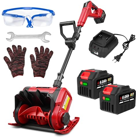 ONEVAN Akku Schneefräse Elektrisch 30cm, 2X 6.0Ah und Unbrushless-Motor, 6m Schleuderweite, Zerlegbar 3-teilig, Für Einfahrt, Gehweg und Terrasse, Winterdienst für leichten Schnee bis 17cm