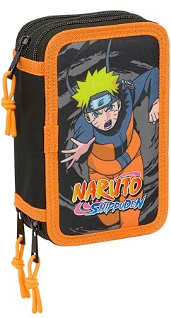 safta Naruto Schulmäppchen mit 37 Utensilien, Kindermäppchen, ideal für Kinder von 5 bis 14 Jahren, bequem und vielseitig, Qualität und Widerstandsfähigkeit, 12,5 x 5,5 x 19,5 cm