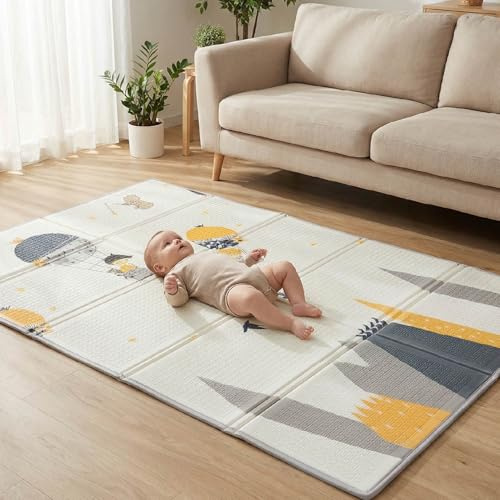 PikatoyZ® Foldable Play Mat – Large Reversible Baby Play Mat 180x120 cm | Waterproof XPE Foam Baby Playmat & Crawling Mat for Newborn to Toddler | Tummy Time & Baby Mats for Floor Play