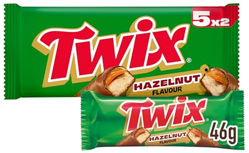 Twix Hazelnut Schokoriegel Karamell Keks mit Haselnuss 5er Pack 5x46g | Knuspriger Keks mit Karamell und Haselnuss in zarter Schokolade — der beliebte Twix-Genuss für Büro und unterwegs