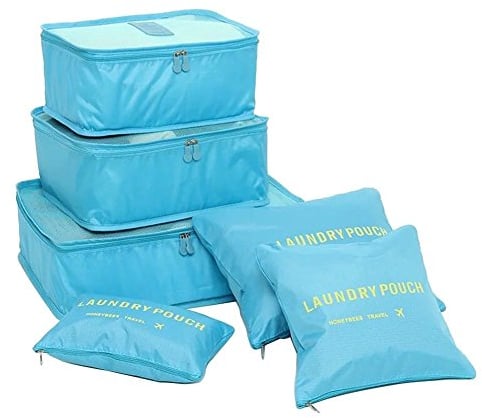 NOVAGO Ensemble Complet de différents Sacs, organisateurs de Valise et Voyage (Bleu Ciel)