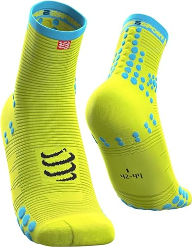 COMPRESSPORT Homme Pro Racing Socks V3.0 High Chaussette Running, Jaune Fluo, 35-38 EU