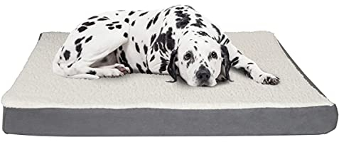 Petmaker Cama ortopédica para Perro, Cama de Espuma viscoelástica de 2 Capas con Cubierta Superior Sherpa Lavable a máquina, Cama para Perros Grandes de hasta 100 Libras (Gris)