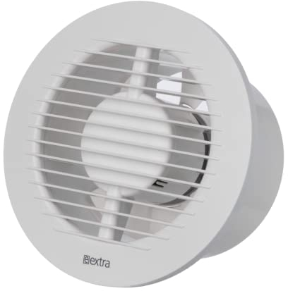 EUROPLAST Ø 125mm Bathroom Extractor Fan with Round Front - 5 inch Extractor fan Bathroom - White Extractor Fan kitchen, garage, bathroom - Ventilation Fan - wall and bathroom ceiling extractor fan