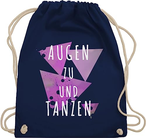 Turnbeutel Rucksack - Festival Zubehör - Augen zu und Tanzen lila - Unisize - Navy Blau - festival-bag festivalbeutel konzert tanz beutelrucksäcke tasche für tänzer festivaltasche festivals