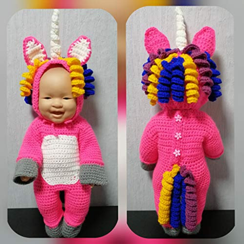 Puppenkostüm Einhorn 39 cm Puppen gehäkelt