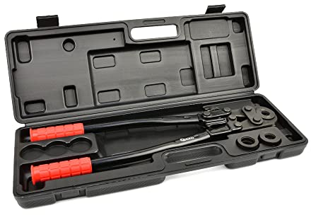 Profi Presszange TH-Kontur 16-20-26 und U-Kontur Rohrpresszange Set Presswerkzeug für PEX-Rohre Verbundrohre mit Fittings der TH-Kontur, Backeneinsätze TH16, TH20, TH26