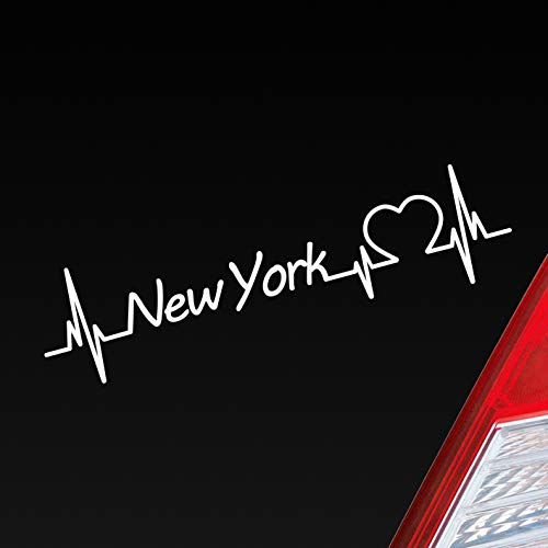 Hellweg Druckerei Auto Aufkleber New York Herz Puls Staat State USA Liebe Love ca. 19 x 5 cm