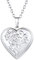 FOCALOOK Damen Collier Herz Medaillon zu Öffnen platiniert Rose Blume Muster Herz Anhänger Halskette Foto Bilder Amulett Floating Locket für Mutter Ehefrau Großmutter