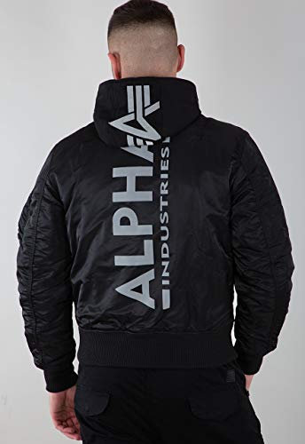 ALPHA INDUSTRIES Herren MA-1 ZH Back Print Bomberjacke, Black/Reflective, XL