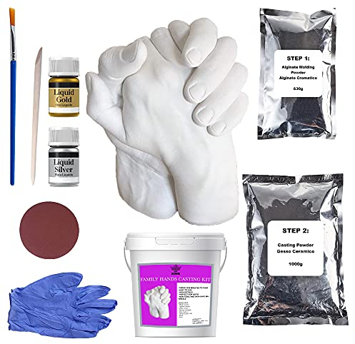 BWAY - Calco Mani Set Completo - Confezione XL - Kit con Accessori e Istruzioni in Italiano - Gesso per Stampi Ideale per Regali Coppia