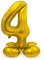 Folat 64704 - Folienballon Zahl 4 - Gold mit Basis ca. 81 cm