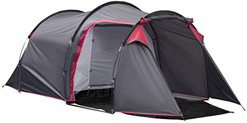Outsunny 2-3 Person Tunnel Tent with Sewn-in Groundsheet, Air Vents, Rainfly, 2000mm Water Column, Camping Tent with 1 Bedroom, Inbuilt Porch, Living Area for Camping, Hiking, Grey