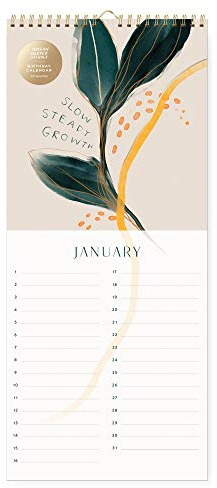 Fringe Studio Wandkalender, bemalt, ewiger Geburtstag, 12 Blatt, 17,8 x 40,6 cm (911027), gold