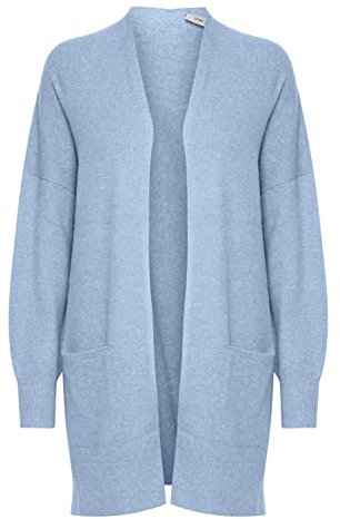 ICHI IHALPA CA7 Damen Lange Strickjacke Feinstrick Cardigan Longstrickjacke Strickcardigan Regular-Fit, Größe:XS/S, Farbe:Forever Blue (164019)