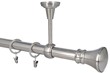 HDTL Gardinenstange Vorhangstange 25mm 1-läufig Deckenmontage Edelstahl Optik 320 cm Idaja