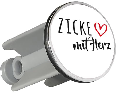 Huuraa Waschbeckenstöpsel Zicke mit Herz Geschenk 4cm höhenverstellbar 6,5 bis 8,5cm Zicke Geschenkidee