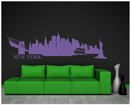 skyline4u New York Skyline Wandtattoo Wandaufkleber Wandsticker 100 x 30cm enzian