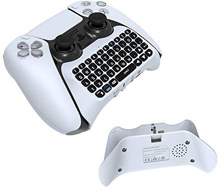 EJGAME Controller Keyboard for PS5,Mini Bluetooth KeyPad Adapter for PS5 Controller,Chat Message Keyboard with Built-in Speaker & 3.5MM Audio Jack