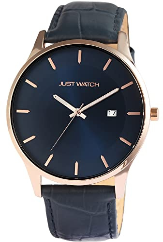Just Watch Dennis Herren-Uhr Leder Dornschließe Analog Quarz JW20169 (blau)