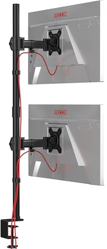 Duronic Dual Monitor Arms DMT252VX1 Height Adjustable PC Monitor Stand with 100cm Pole C Clamp Monitor Risers for 13-27” Screens Desk Mounts with 8kg Capacity and VESA 75/100 for Home Office Work