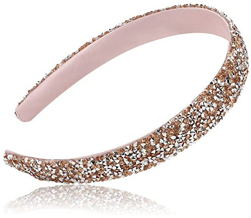 FASOTY Cerchietti per capelli da donna, color oro rosa, alla moda, fatti a mano, con strass, cerchietti per capelli, con perline glitterate, accessori per capelli per donne e ragazze
