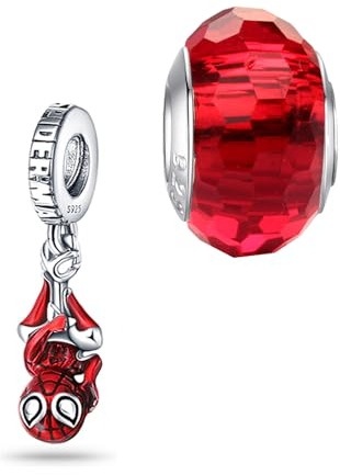 HappyStar Charms Anhänger Silber 925 für Armbänder,Red charm anhänger,beads charms,kompatibel mit europäischen Armbändern und Halskette für Frauen