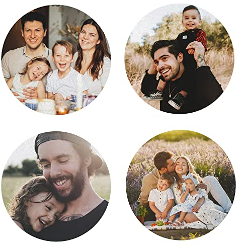 sous-Verres personnalisés avec Photo, Coasters en Cuir sur Mesure, Dessous de Verre personnalisés avec Votre Propre Image et Texte, Tapis de Tasse personnalisé (Rond, 4pcs)