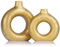 Gold Keramik Vase 2er Set - Modernes rundes Dekor Gold Keramik Vase, Rustikale Vintage Tischaufsteller für Wohnzimmer, Esszimmer, Küche, Boho, Bauernhaus, Blumendisplay, Hochzeit & Heimdekoration