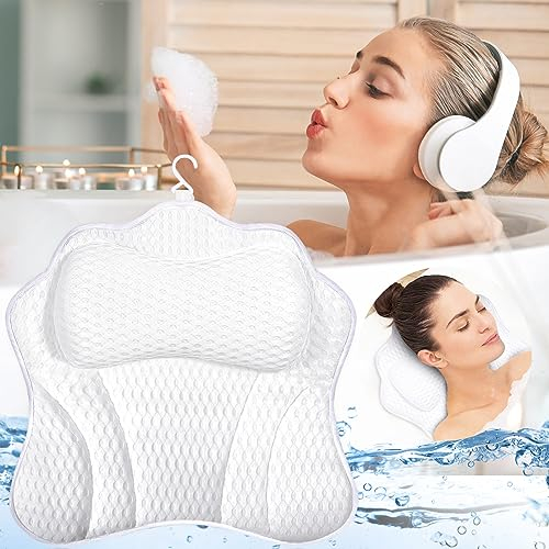 MOYKSRR Almohada para Bañera, Almohada de Baño, Almohada de Bañera Cómoda Malla de Aire 4D Baño, Reposacabezas Ergonómico, Puede soportar la Cabeza,el Cuello, para SPA en Casa Bañera de Hidromasaje