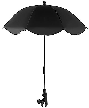 Parasol para cochecito universal, anti UV 50+, sombrilla para cochecito Bebe, parasol con pinza ajustable y brazo 360 °, para cochecito, bicicleta, silla ruedas, silla playa