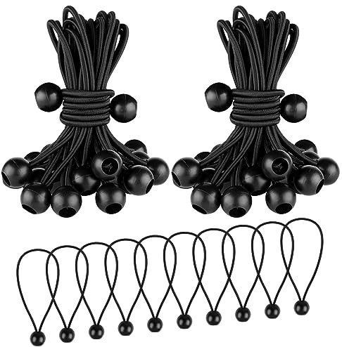 Spanngummis mit Kugel, 50 Stück Planenspanner mit Kugel, 15cm Planenbefestigung Gummispanner Zeltgummis Expanderschlingen für Planen Zelt, Banner, Pavillions (Schwarz)