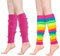 EQLEF 80er jahre neon beinwärmer, Regenbogen Kniewärmer und Rosa gestrickte Beinwärmer für Mädchen Farbe Beinwärmer für Retro 80er Jahre Theme Party Yoga Casual (neon beinwärmer, Regenbogen,Rosa)