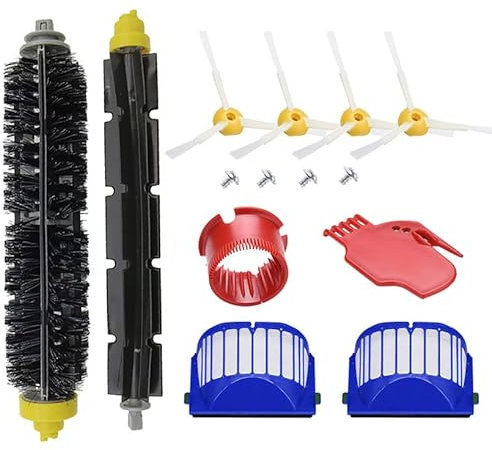 Kit di Ricambio Robot Aspirapolvere per Roomba Serie 600 694 676 675 692 695 677 671 690 680 660 650 620 614 610 600 e 500 serie 595 585 564 1 Set di Spazzole Principali 2 Filtro, 4 Spazzole